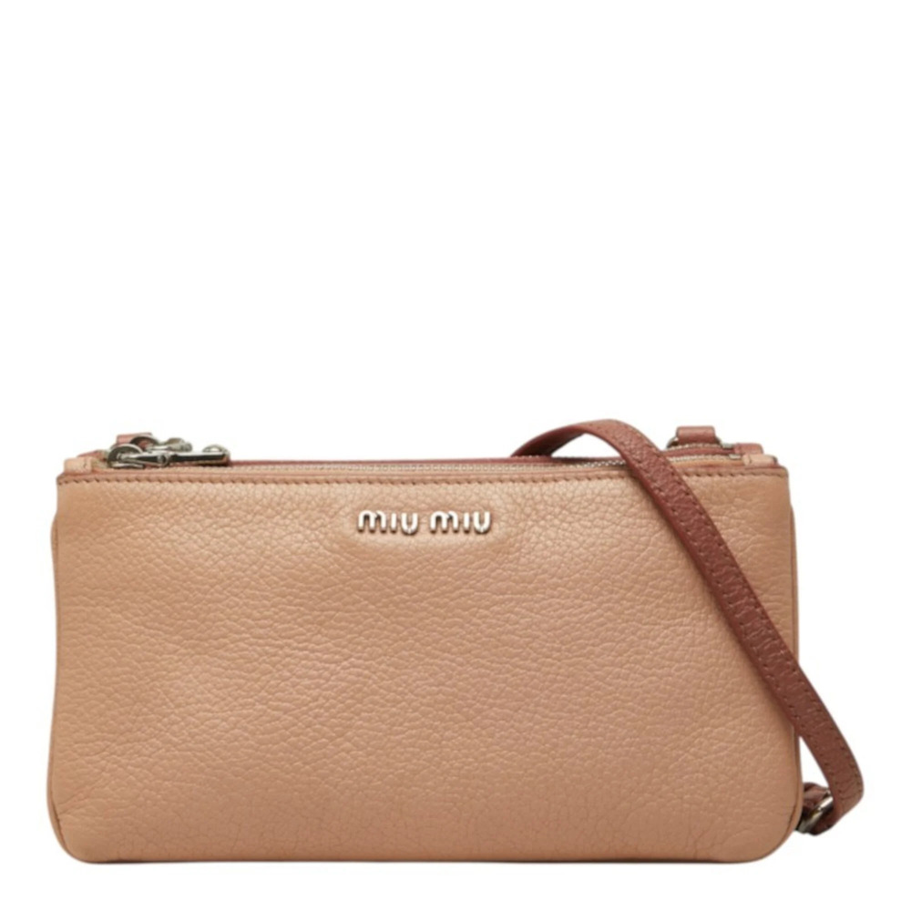 Miu Miu Miu Chain Shoulder Bag, Pink, Silver Leather, Metal, Women's